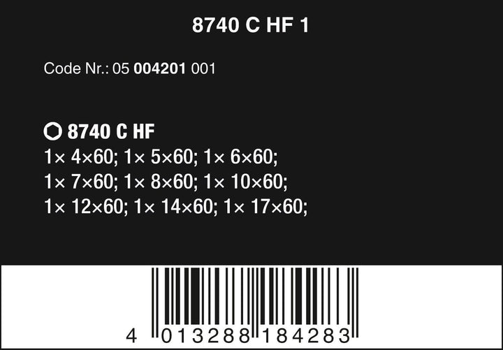Wera 05004201001 8740 C HF 1 Bit-Sortiment, Zyklop Bitnuss-Satz Innensechskant, mit Haltefunktion, 6