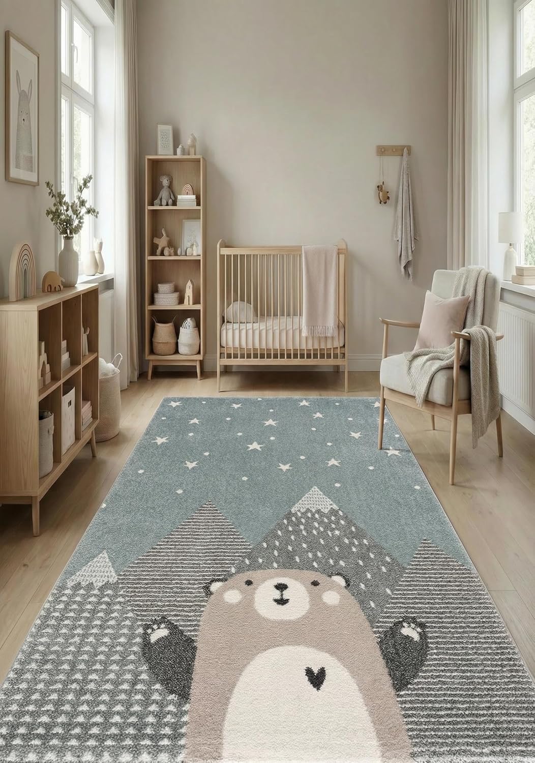 Jimri Teppich Kinderzimmer - Teppiche für Kinderzimmer, Kinderteppich Junge, Kinderteppich mit Berge