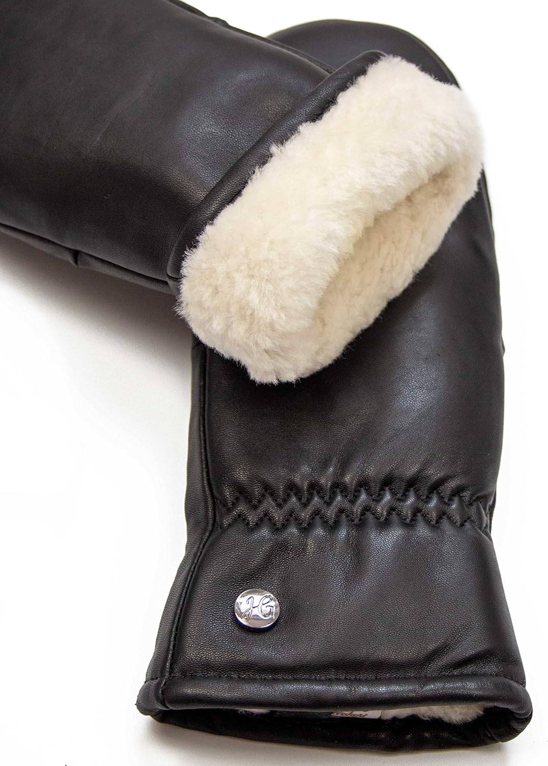 Fäustlinge aus reinem Merino Lammfell und robustem Lammnappa Leder, Touchscreen-fähig, Damen, Lammfe