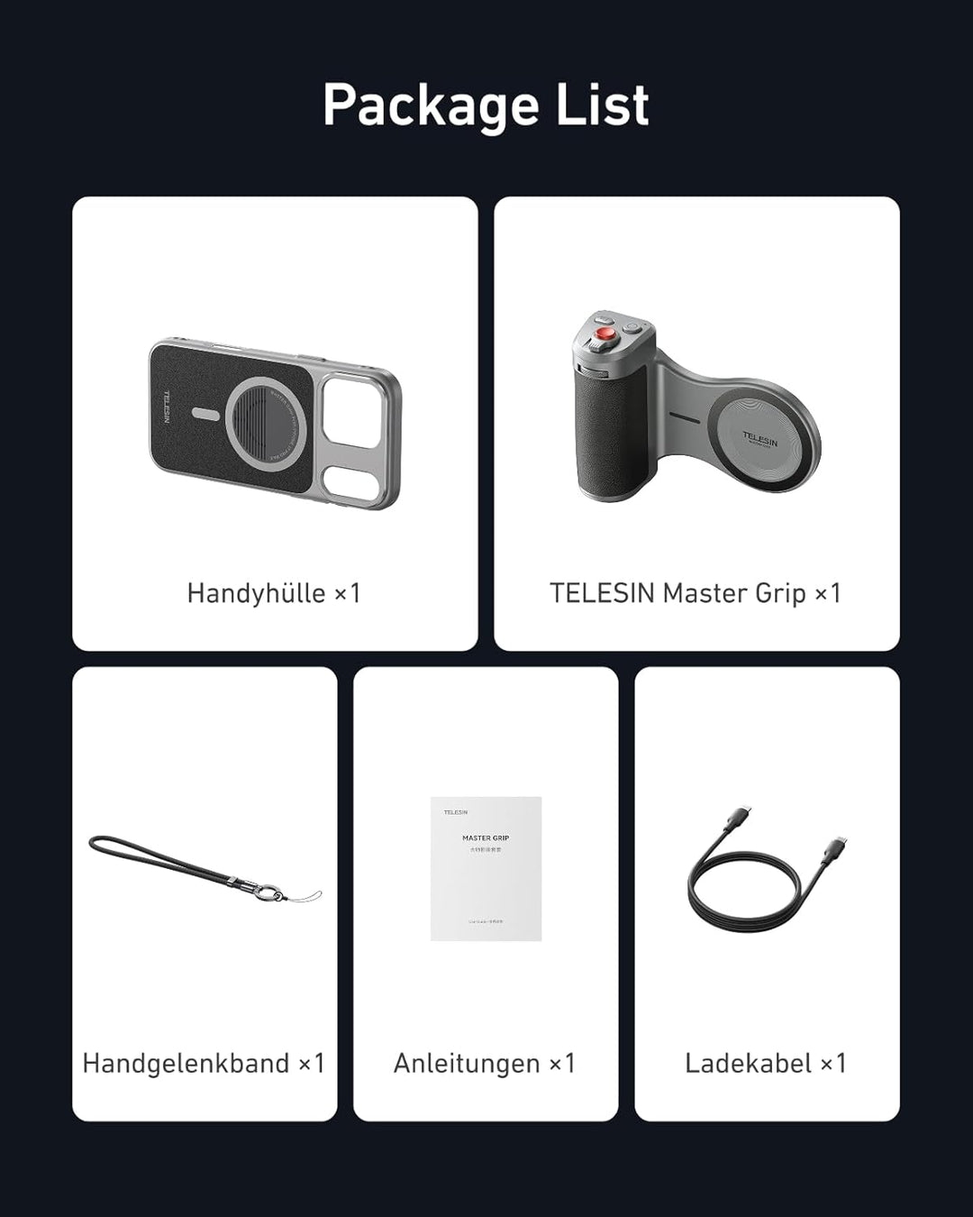 TELESIN Master Grip Kit für iPhone 17 Pro Max, Magnetic Kameragriff für iPhone 17 Pro Max Standard S