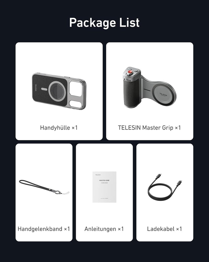 TELESIN Master Grip Kit für iPhone 17 Pro Max, Magnetic Kameragriff für iPhone 17 Pro Max Standard S