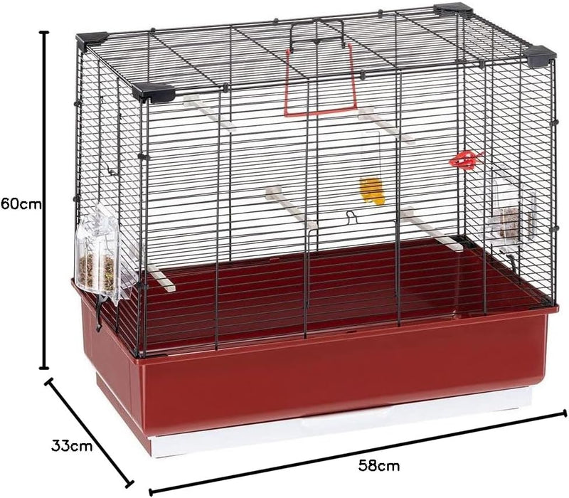 Ferplast Vogelkäfig Wellensittich Käfig Exotenkäfig, inkl. Vogelspielzeug, Vogel-Futternapf, Vogel-S