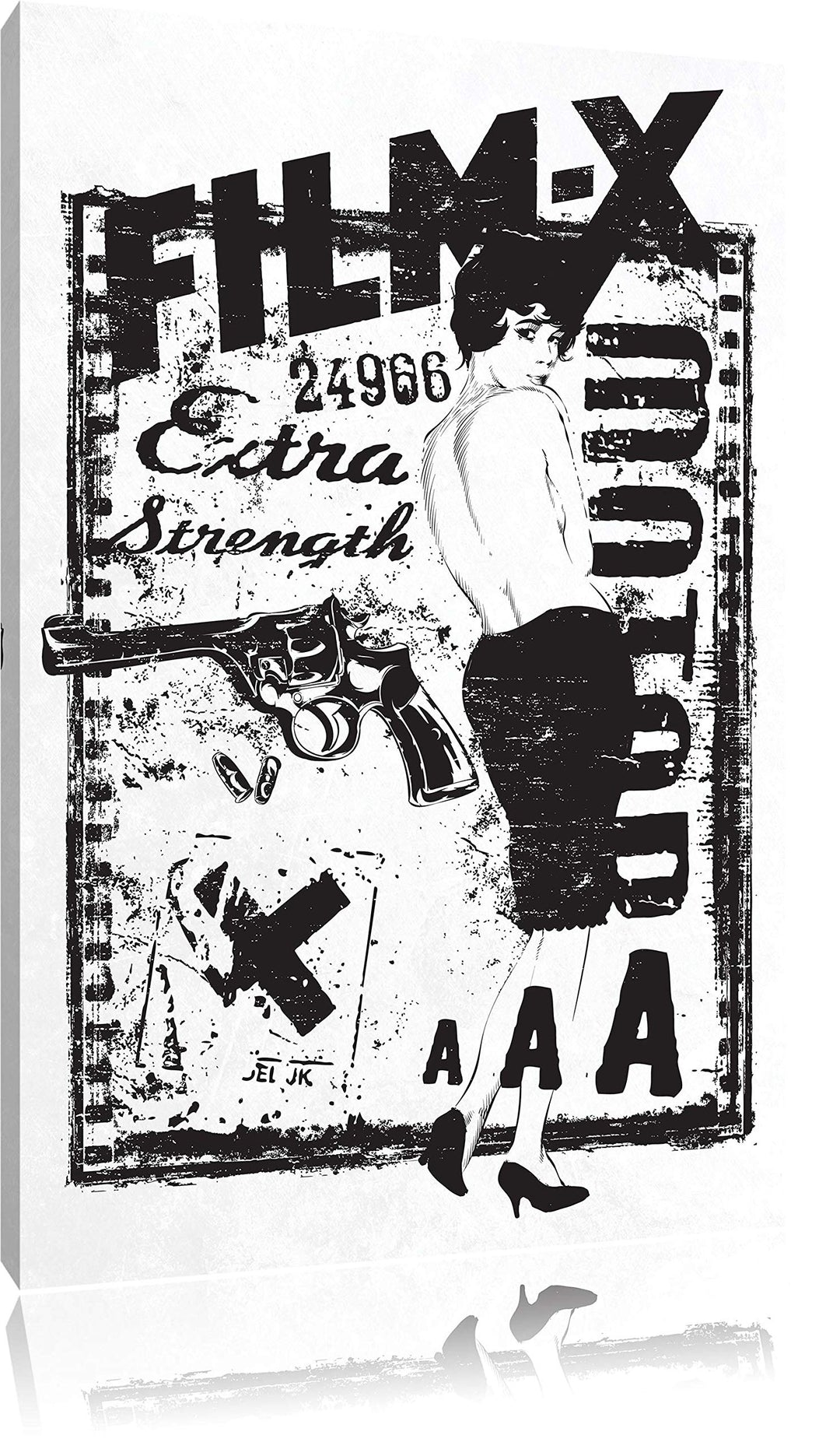 Pixxprint Film x White Bild auf Leinwand, XXL riesige Bilder fertig gerahmt mit Keilrahmen, Kunstdru