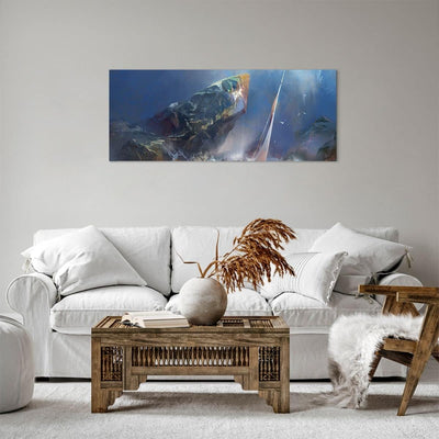 Panorama Bilder auf Leinwand 100x40cm Leinwandbild mit Rahmen Meer Segelboot Gross Wanddeko Bild Sch