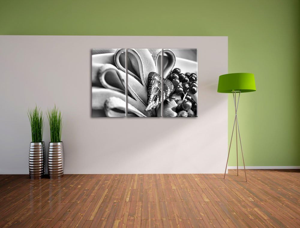 Pixxprint Monocrome, Bunte Obstschale 3-Teiler Leinwandbild 120x80 Bild auf Leinwand