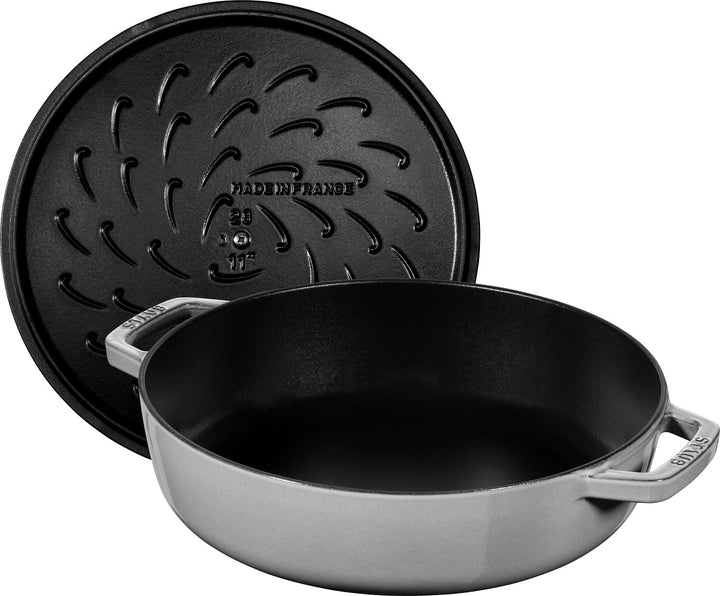 STAUB Gusseisen Bräter, Chistera Tropfenstruktur im Deckel, Rund 24 cm, 2,5 L, Graphitgrau Graphitgr