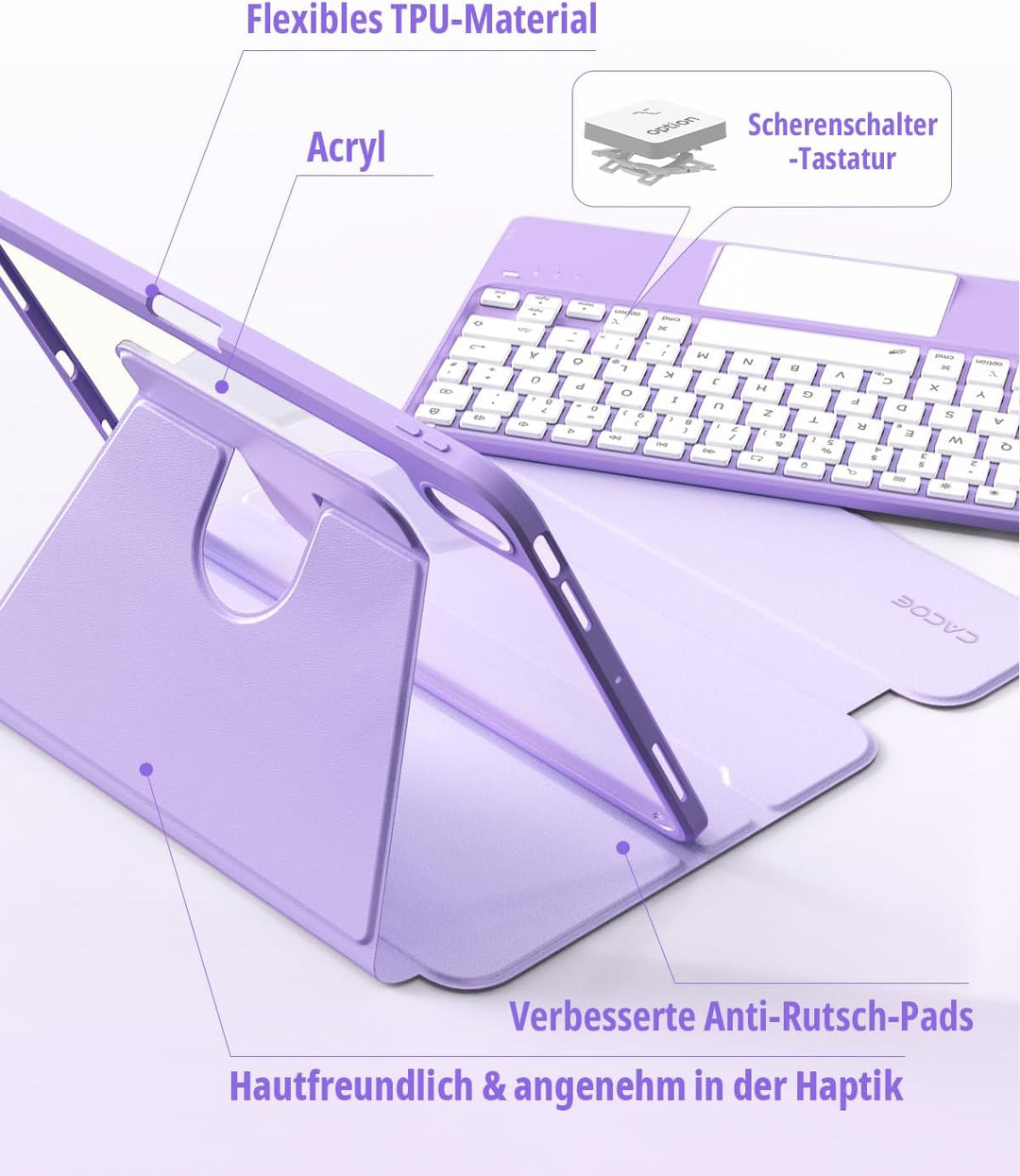 CACOE Hülle mit Tastatur Kompatibel mit iPad Air 11 Zoll M4/M3/M2(2026/2025/2024) iPad Air 5/4 Gen m