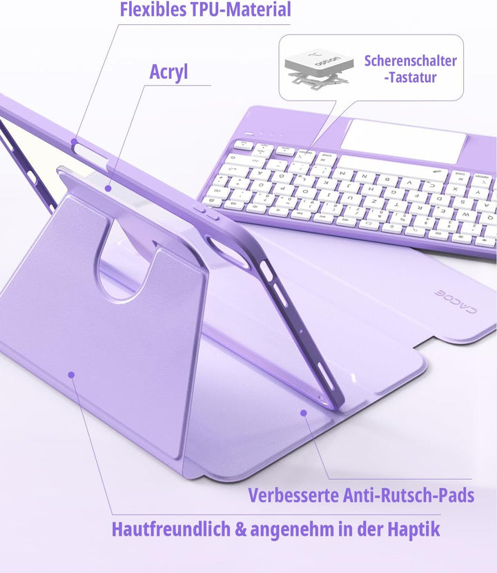 CACOE Hülle mit Tastatur Kompatibel mit iPad Air 11 Zoll M4/M3/M2(2026/2025/2024) iPad Air 5/4 Gen m