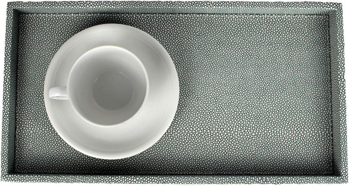 SIGNATURE HOME COLLECTION Kleines Tablett mit Rand, Kunstleder, blau, mittel
