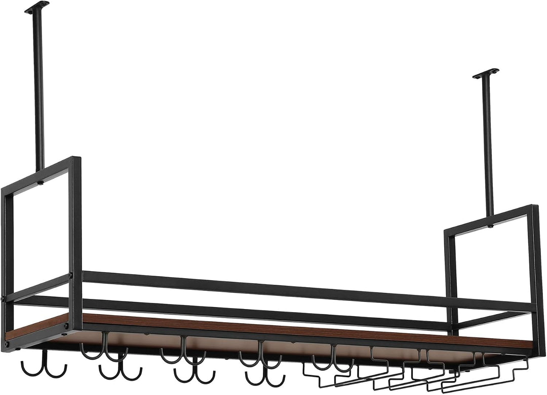 [en.casa] Weinregal Borejle 100 x 30 x 65 cm Schwarz/Walnussoptik, 100 x 30 x 65 cm