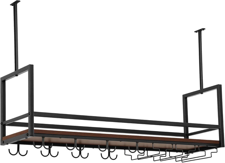 [en.casa] Weinregal Borejle 100 x 30 x 65 cm Schwarz/Walnussoptik, 100 x 30 x 65 cm