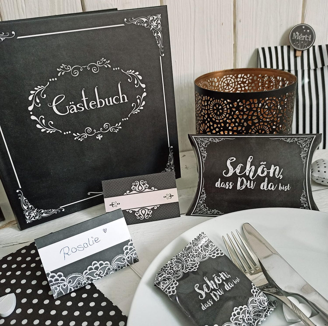 Logbuch-Verlag 50 kleine Schön dass du da bist Gastgeschenke Schachteln schwarz weiss Verpackung 15