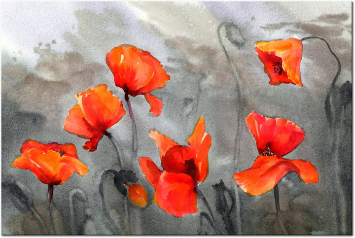 murando - Bilder Mohnblumen 90x60 cm Vlies Leinwandbild 1 tlg Kunstdruck modern Wandbilder XXL Wandd