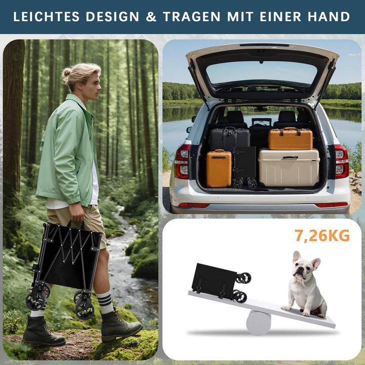 Favoyard Faltwagen 150L &amp; 163kg Tragkraft Klappbarer Bollerwagen mit All-Terrain-Rädern &amp; Bremse Lei