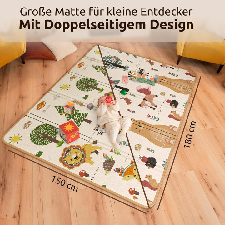 Mallie® Spielmatte Baby Faltbar Schadstoffrei [Patentierte Schutzschicht] Krabbeldecke Baby, Krabbel