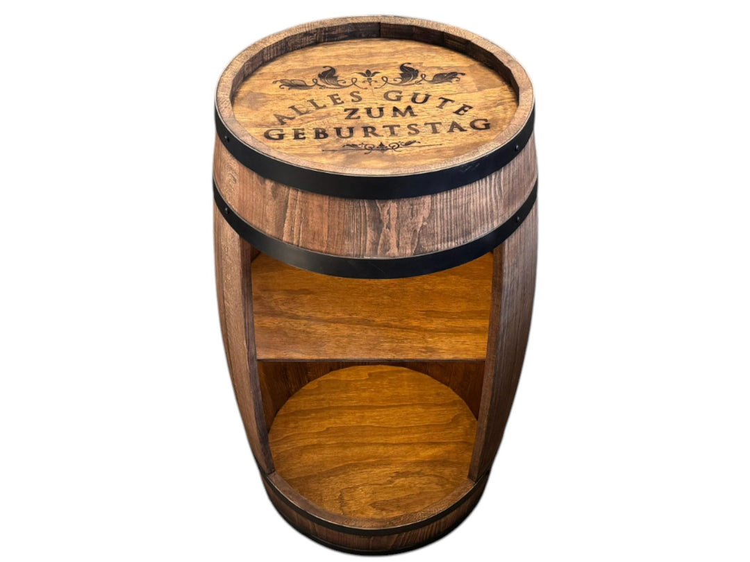 weeco Bar Schränk LED.Mit Geburtstagsgravur als Geschenk. Weinregal Weinschrank XL. Fass Vintage dek