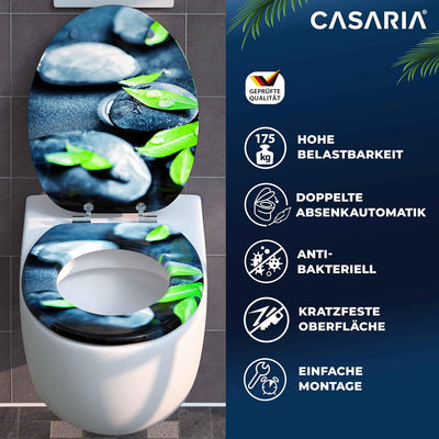 CASARIA® WC Sitz Doppelte Absenkautomatik MDF Holzkern hygienisch Rostfreie Scharniere 175kg Bad Toi