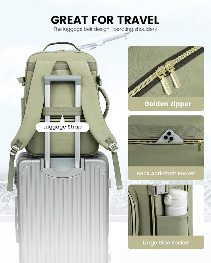 LOVEVOOK Handgepäck Rucksack Flugzeug, 40L Gross Reiserucksack Damen Kofferrucksack, Wasserdicht Rei