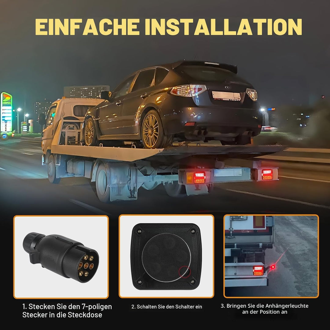 AOHEWEI Kabellose Anhänger Rückleuchten LED Magnetische LKW Rückleuchten Kabel Gratis 12V ECE Zulass