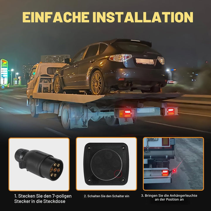 AOHEWEI Kabellose Anhänger Rückleuchten LED Magnetische LKW Rückleuchten Kabel Gratis 12V ECE Zulass