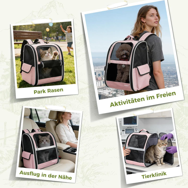 Lekesky Katzen Rucksack Hunderucksack für Mittel/Kleine Haustiere(2-8KG), KatzenRucksack mit Netzfen