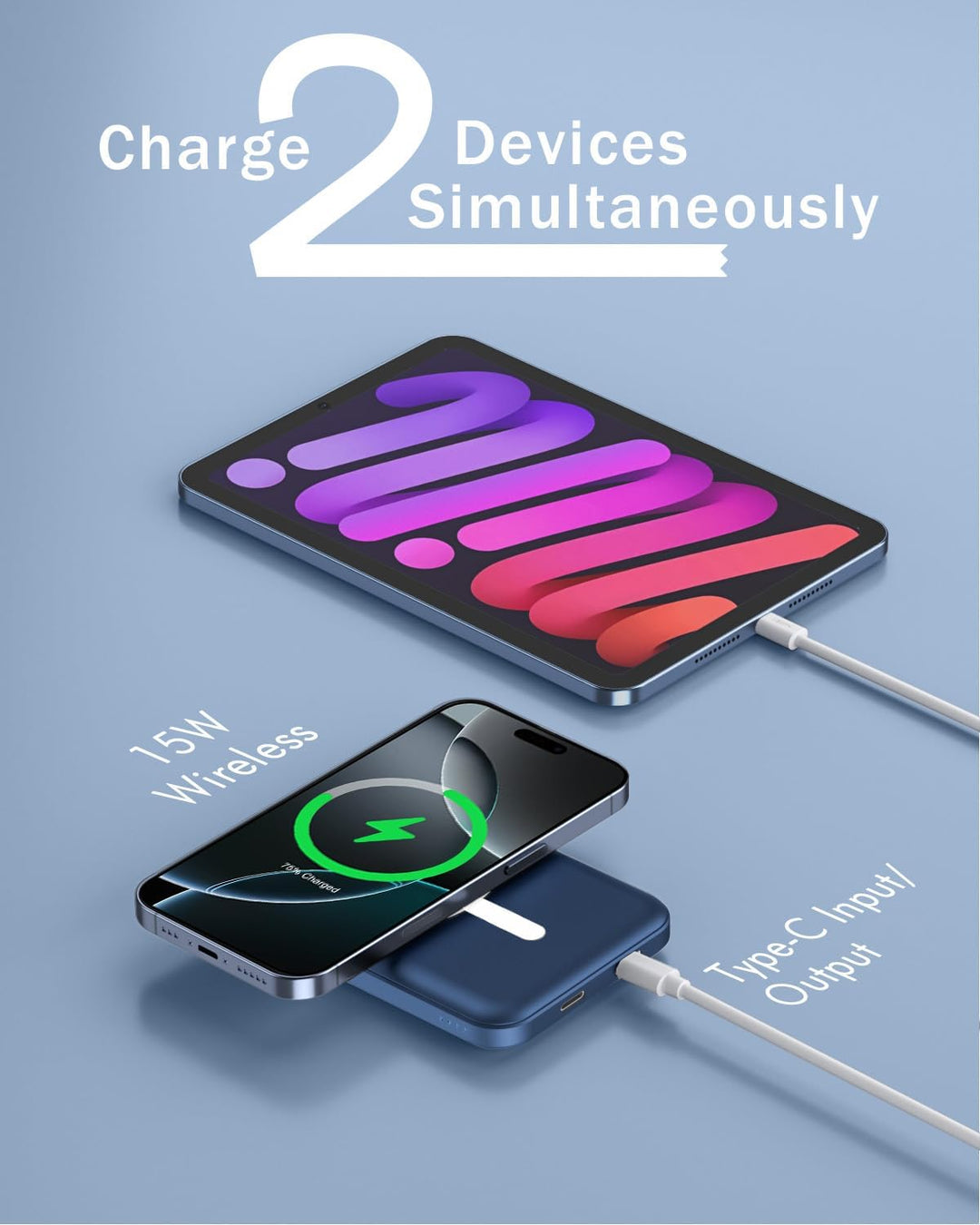 Podoru for Magsafe Powerbank iPhone 5000mAh,Powerbank mag-Safe mit Typ-C Kabel,Powerbank Magnetisch