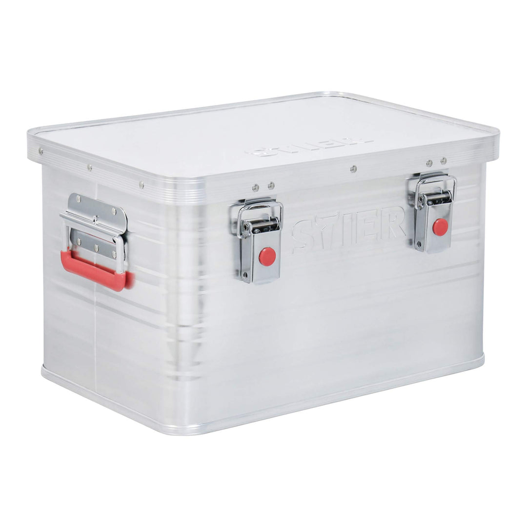STIER Alubox, Aluminiumbox 30L, Staub- und spritzwasserresistent mit Gummidichtung und 2 Klapphandgr