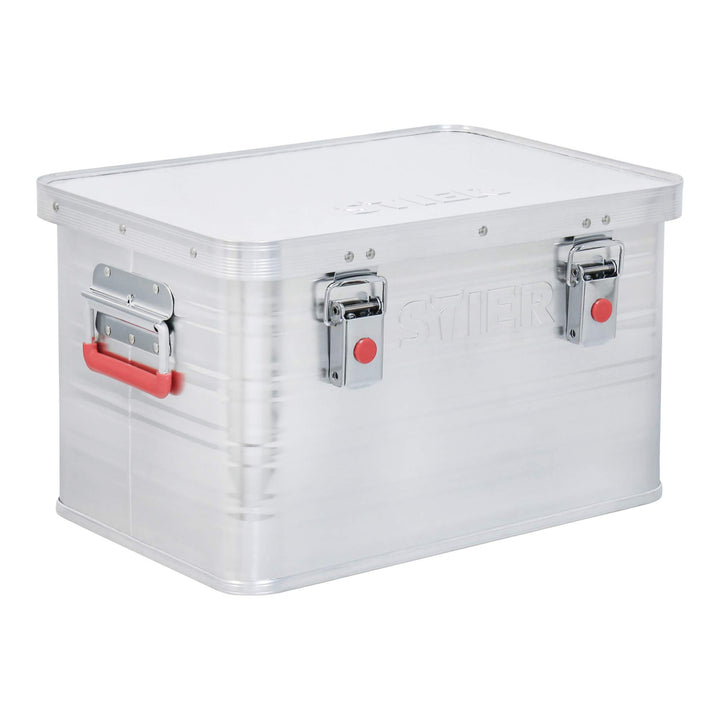 STIER Alubox, Aluminiumbox 30L, Staub- und spritzwasserresistent mit Gummidichtung und 2 Klapphandgr