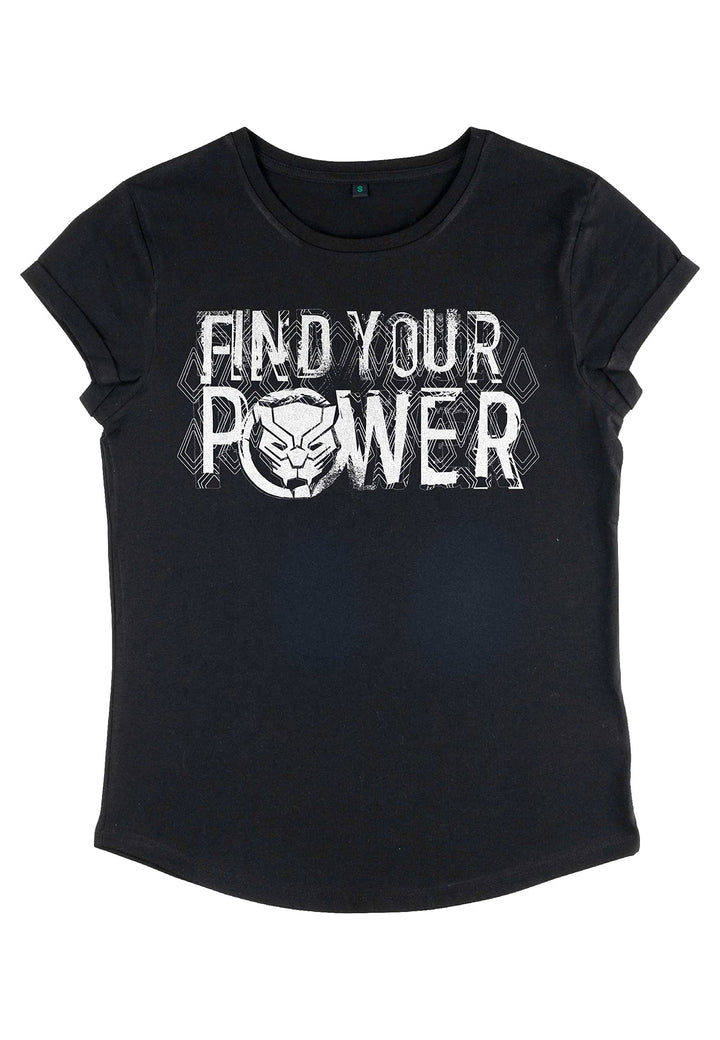 Marvel Avengers - Panther Power Women's Rolled-sleeve Black M