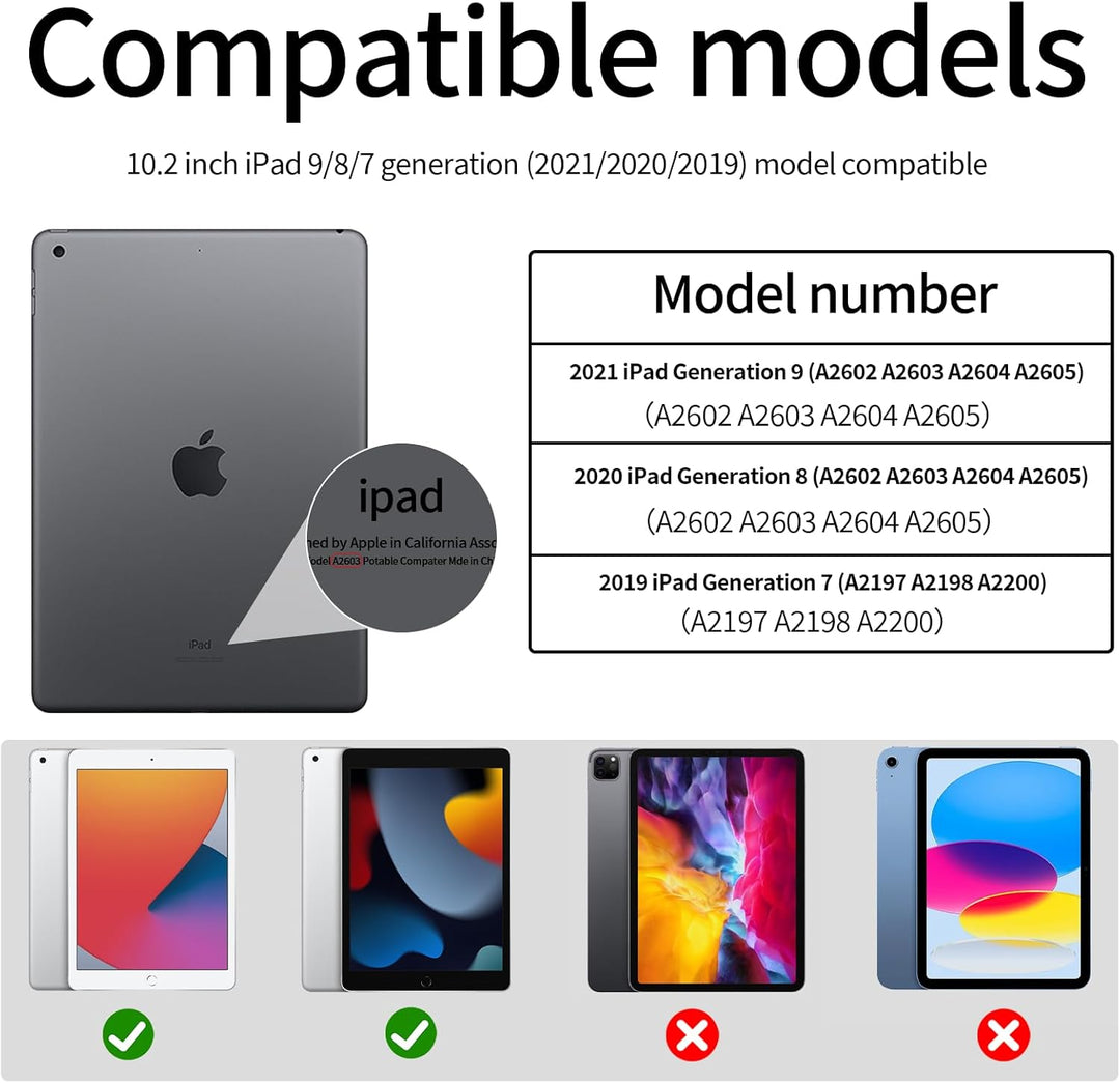 Tastatur Hülle für iPad 10,2 Zoll 9. 8. 7. Generation 2021 2020 2019, Abnehmbarer Bluetooth QWERTZ K