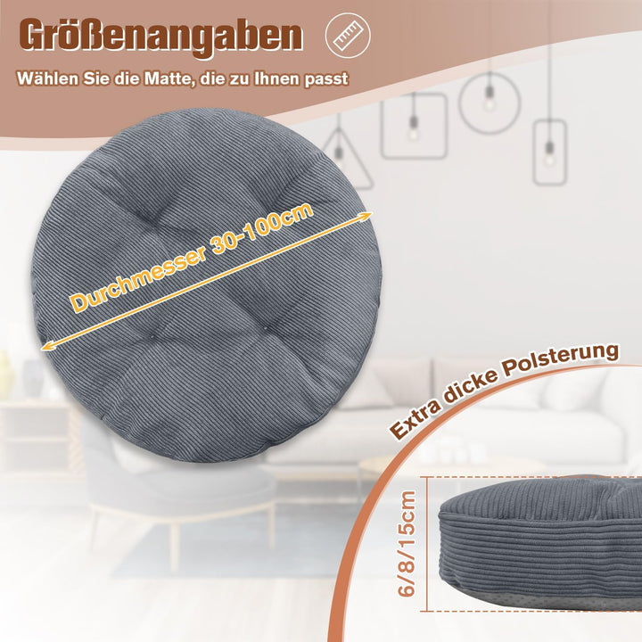Sitzkissen Rund 30cm Dicke 6cm 1 Stück Bodenkissen Rund Sitzpolster Stuhlauflage Sitzpolster Stuhlki