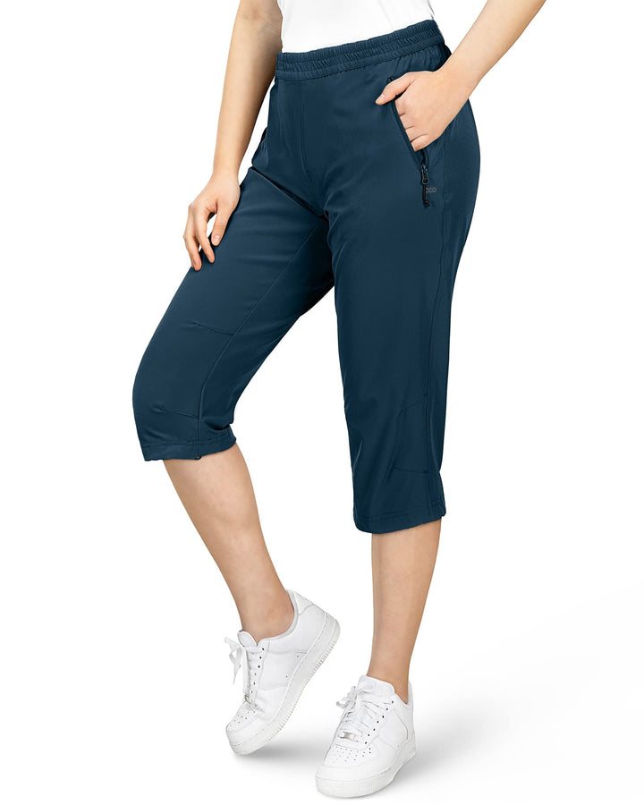 33,000ft Damen 3/4 Hose Capri Wanderhose Stretch Leichte Radhose Taschen Sommer Outdoor Golf Hose 36