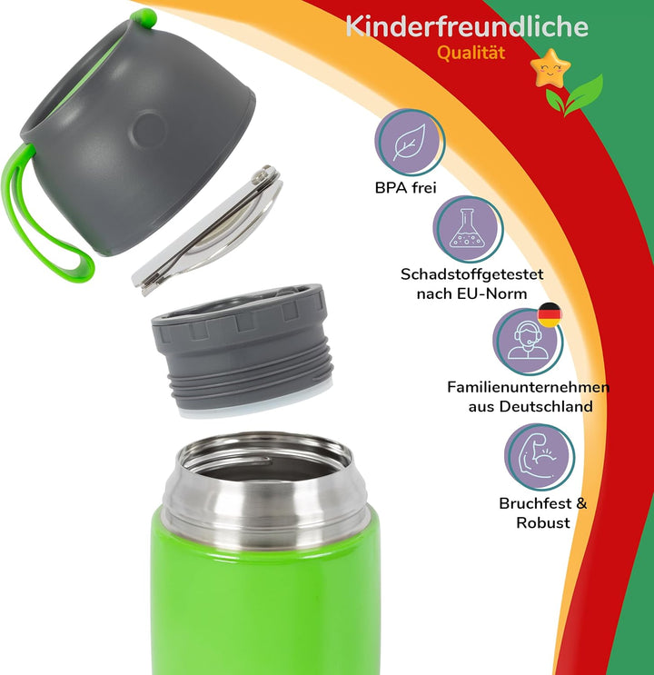Kinder Thermobecher 500ml für Speisen und Getränke | Edelstahl Thermobehälter für Essen | Warmhalteb