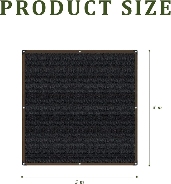 Sonnensegel - 5x5m Fest mit öSe 70% Sonnenschutz Schwarz Markise Stoff Garten TerrassenüBerdachung T