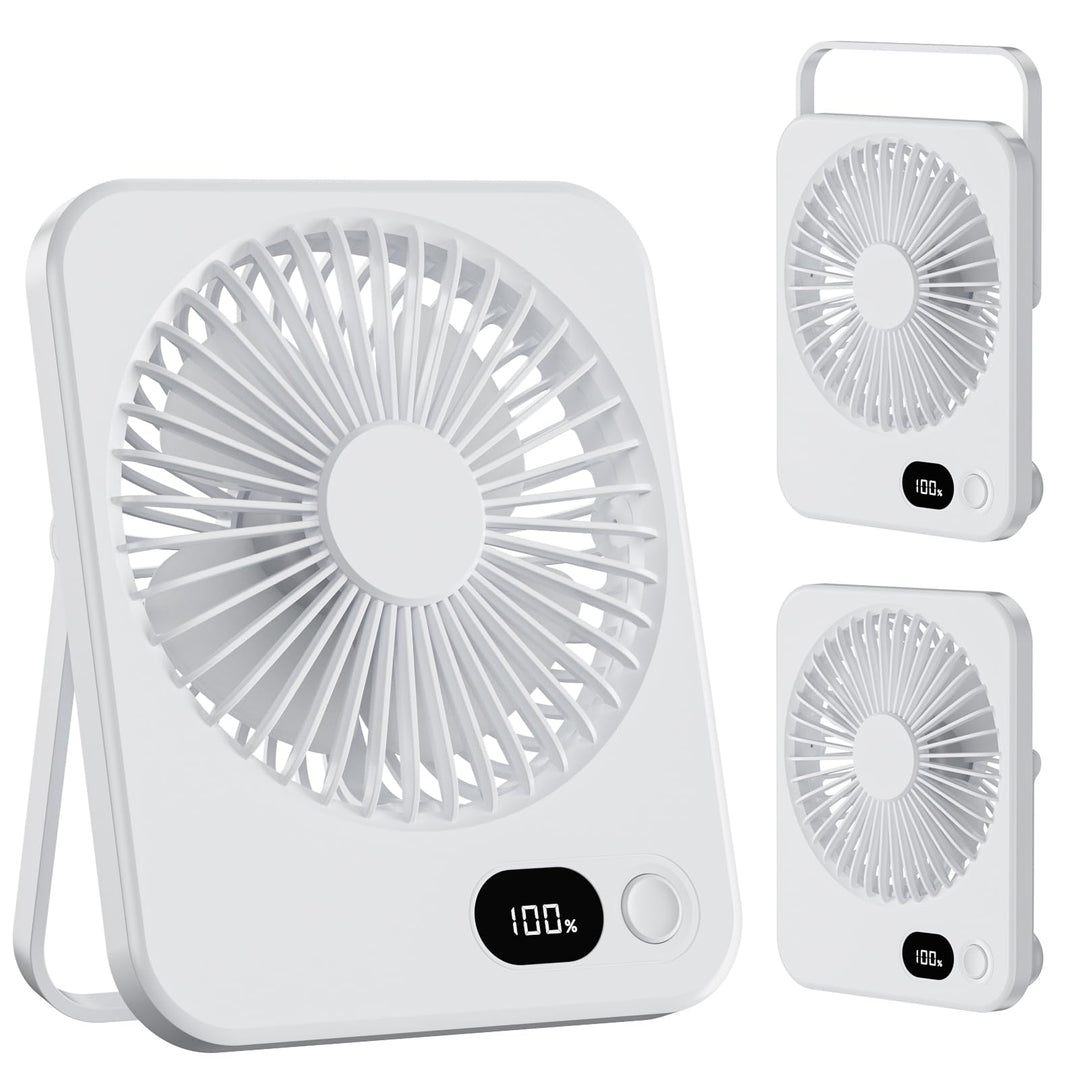 Klein Tischventilator USB Leise Ventilator Akku 3600mAh 5 Geschwindigkeiten 180°Einstellbar Tragbare