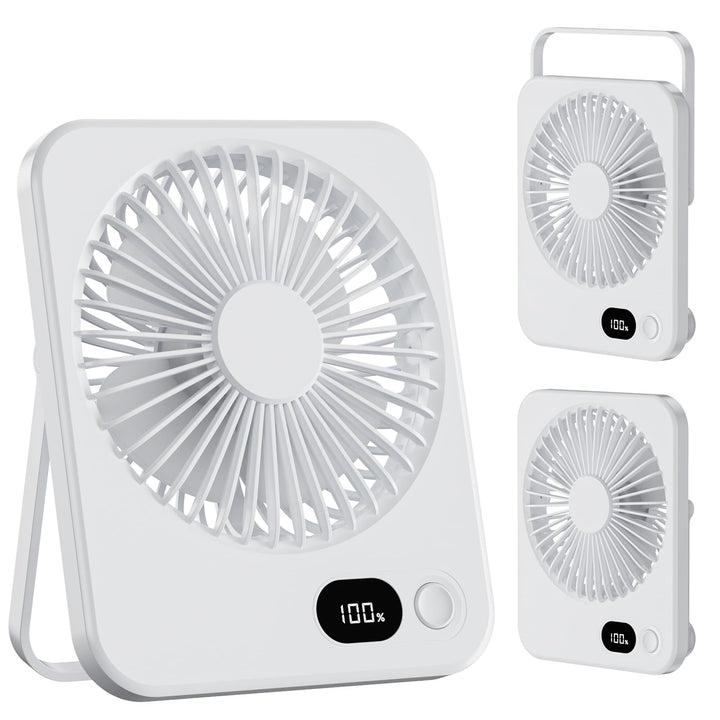 Klein Tischventilator USB Leise Ventilator Akku 3600mAh 5 Geschwindigkeiten 180°Einstellbar Tragbare