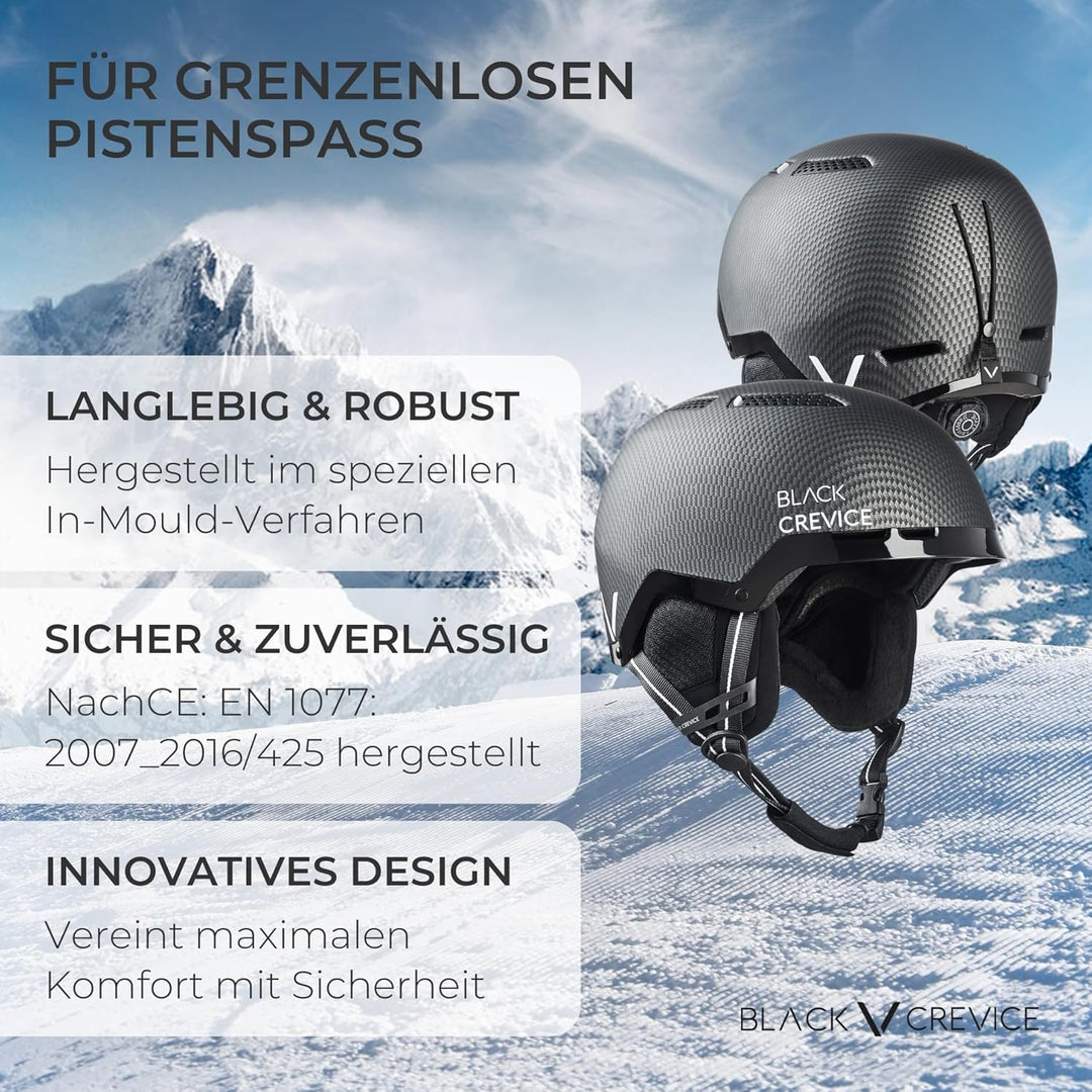 Black Crevice Skihelm Chamonix I Stossfester Skihelm in sportlichem Design I Skihelm Herren & Damen