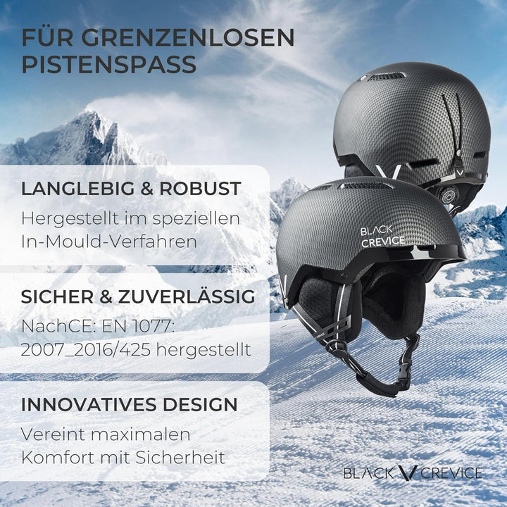Black Crevice Skihelm Chamonix I Stossfester Skihelm in sportlichem Design I Skihelm Herren & Damen