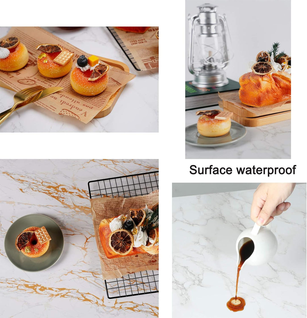 Selens 60x60cm Hintergrund Boards Kit, Flow Gold Weiss Marmor Textur Essen Hintergründe 2 Stück Flat