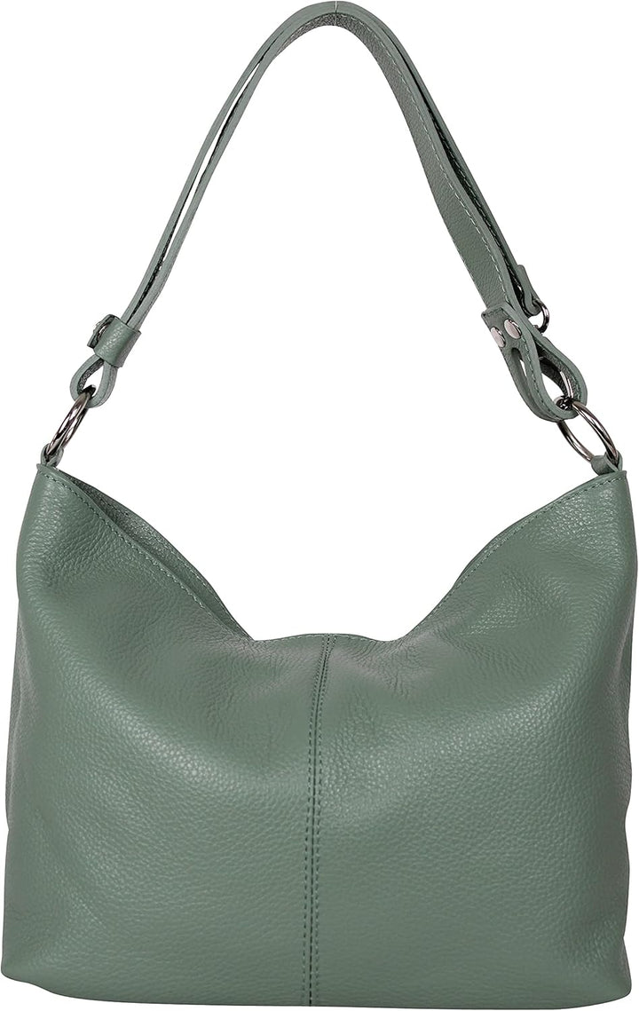 AMBRA Moda Damen Leder Handtasche Schultertasche Umhängetasche Hobo bag GL005 Apfelgrün, Apfelgrün