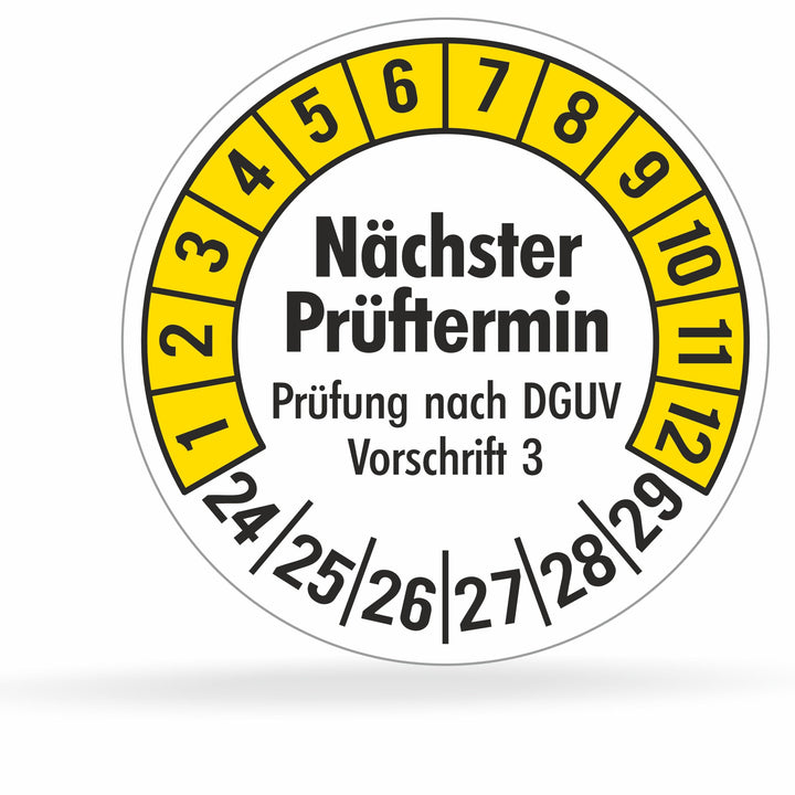 Fluxxx 560 Stk Prüfplaketten "Nächster Prüftermin", 20 mm Ø, Prüfetiketten nach DGUV V3, 2024-2029,