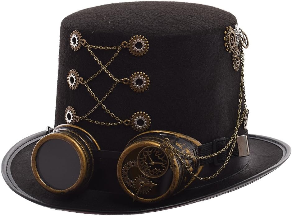 GRACEART Zauberkasten Steampunk Zylinder Hut Steampunk Herren and Steampunk Damen with Goggles, Gear