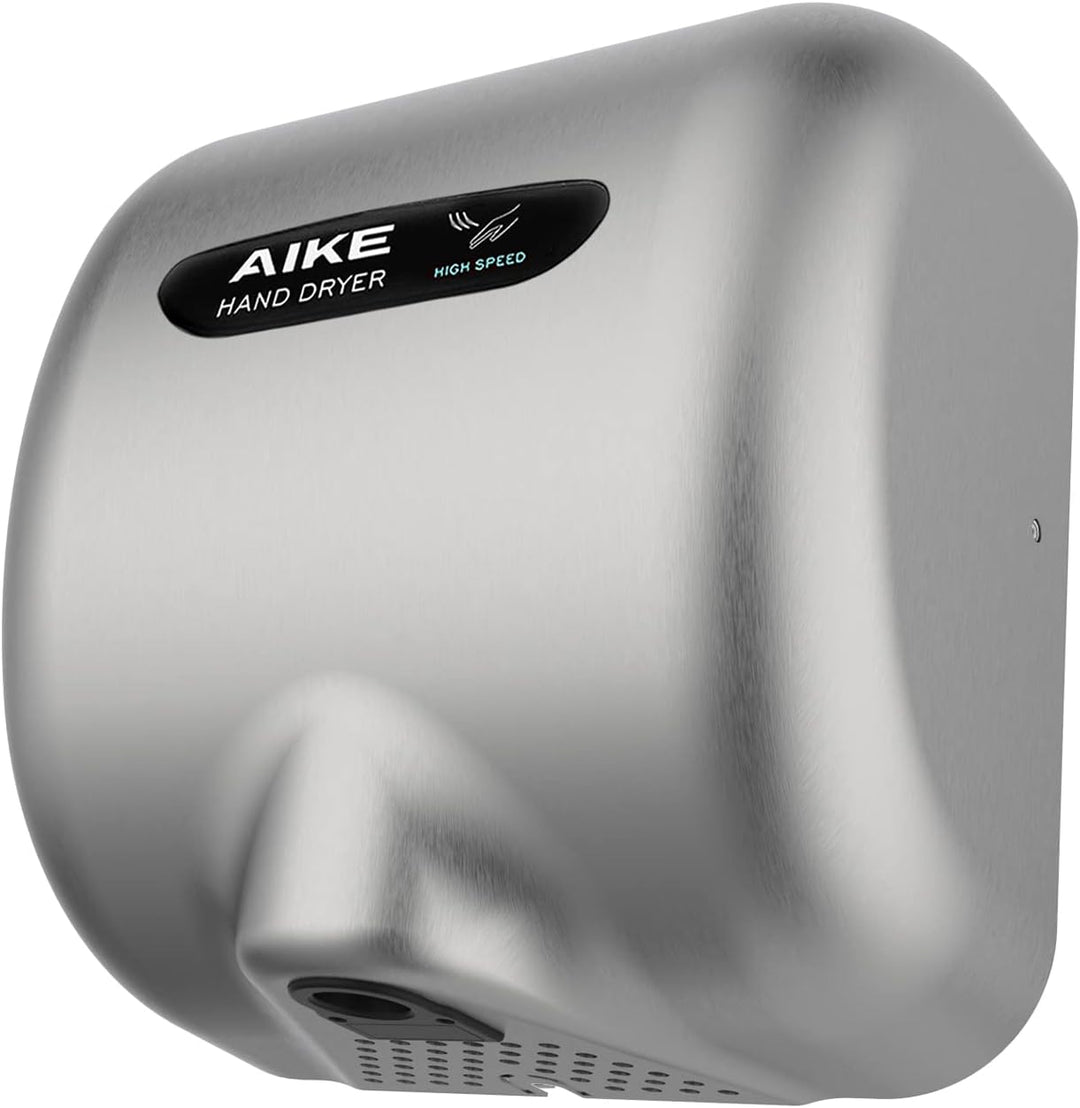 AIKE AK2800B ECO Händetrockner - elektrisch, aus gebürstetem Edelstahl mit Sensorautomatik und HEPA-