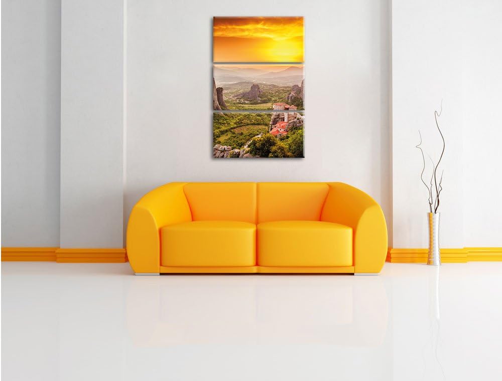 Pixxprint Dörfer in den Bergen 3-Teiler Leinwandbild 120x80 Bild auf Leinwand