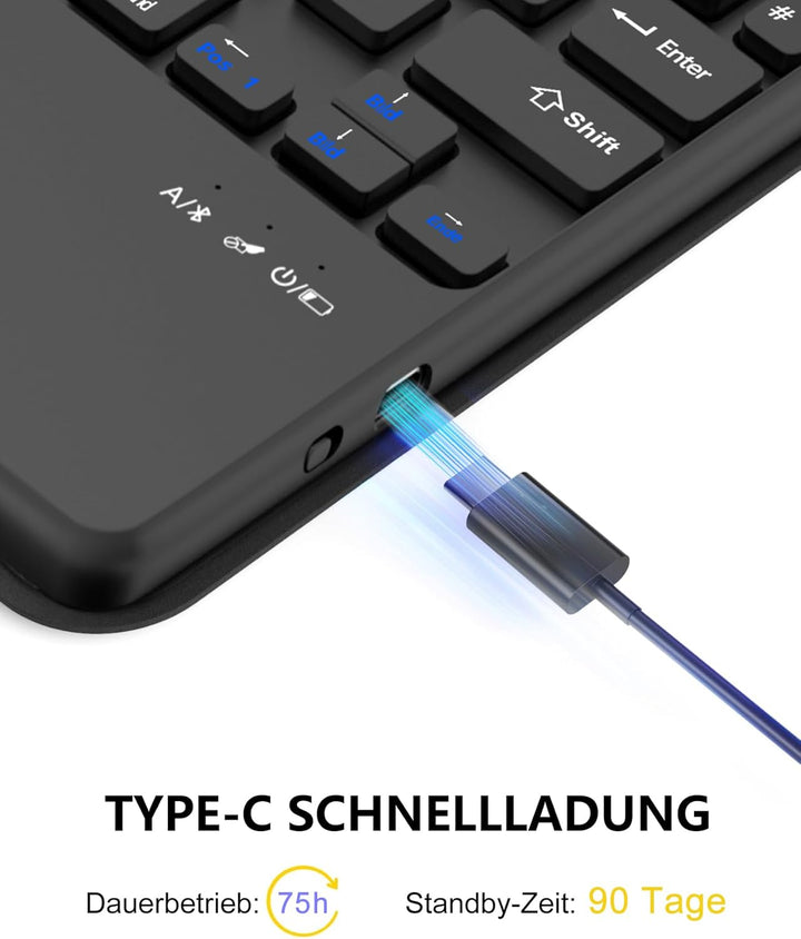 Hülle mit Tastatur und Touchpad für iPad 11./10. Generation (2025/2022) – QWERTZ Deutsch Bluetooth K