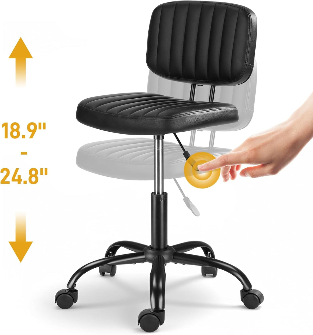 Ergonomischer Rollhocker mit Rückenlehne Arbeitshocker Drehhocker Rollhocker 360° drehbar Höhenverst