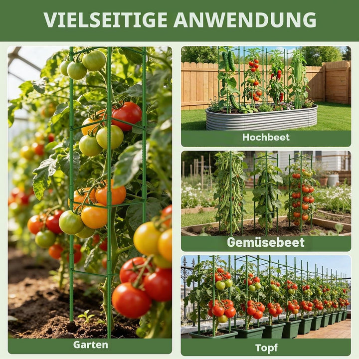 Halatool 6 Stück Tomaten Rankhilfe,120cm Pflanzenstütze Pfahl, Verstellbarer Tomatenkäfig, Gartenpfä