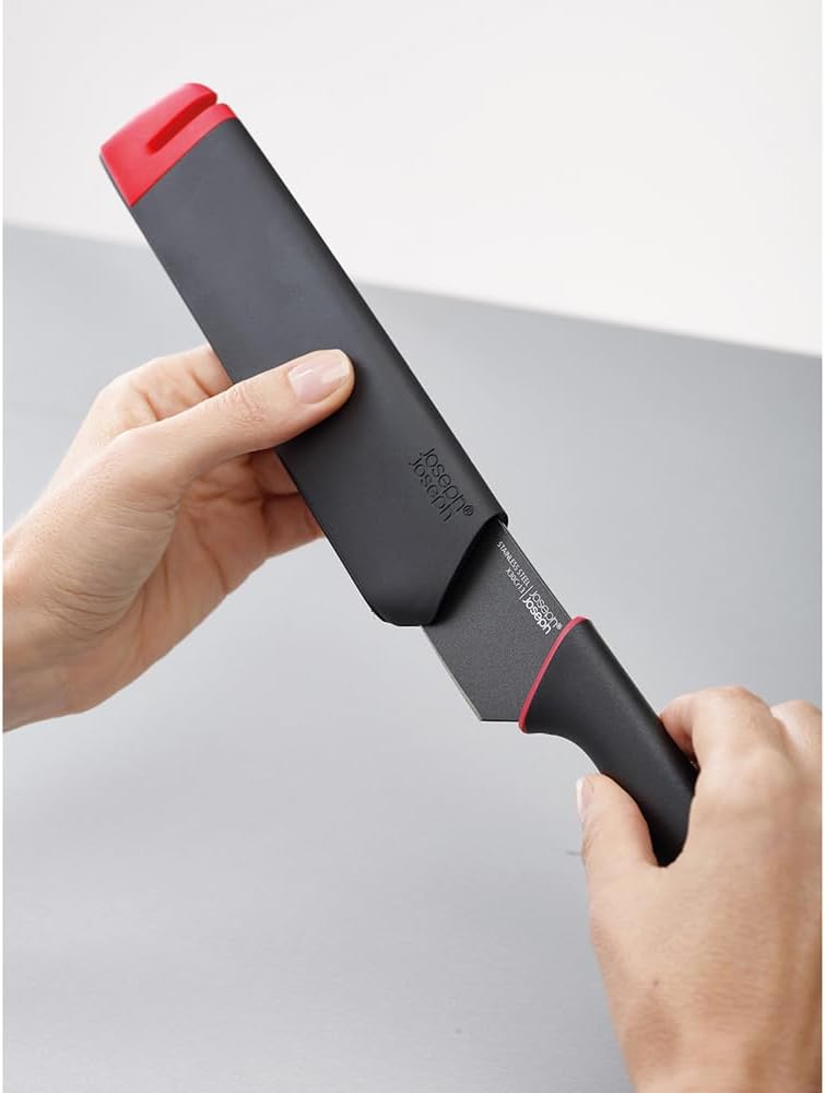 Joseph Joseph Slice&Sharpen - 2-er Set, Silikonbeschichtete Messer mit integriertem Messerschärfer -