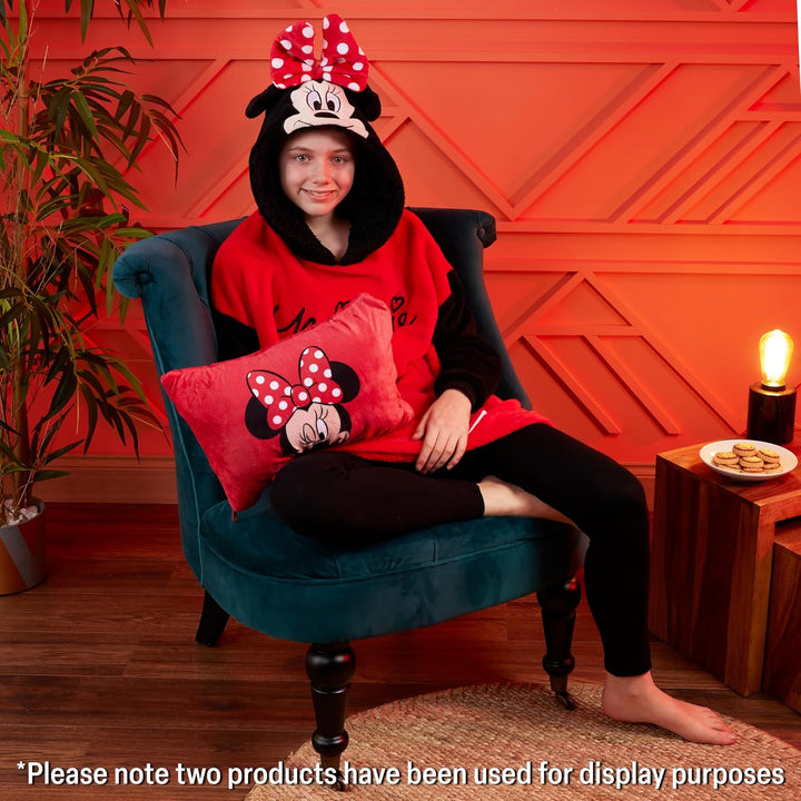 Disney Übergrosse Kapuzenpullover Mädchen 2-in-1 Kissen Hoodie, Sherpa-Kapuze & 3D-Ohren One Size -