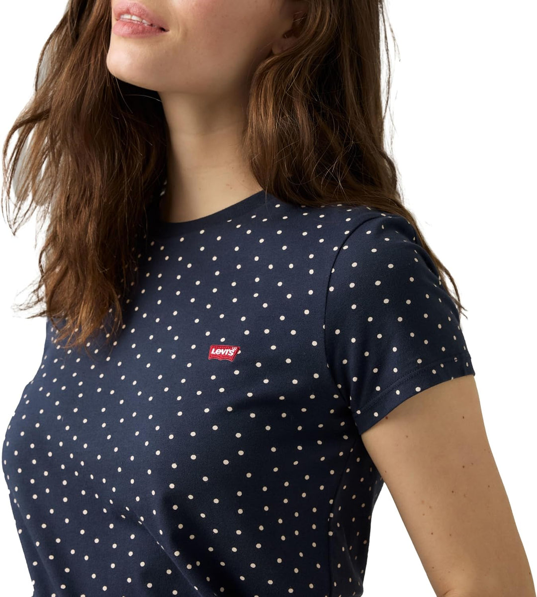 Levi's Damen The Perfect Tee T-Shirt, Striped Chesthit Logo XS Inga Dot Spaced Navy Blazer, XS Inga